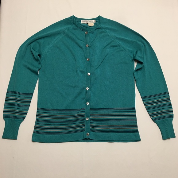Givenchy Sport Vintage Teal Cardigan Sweater Size 38 - Picture 2 of 12